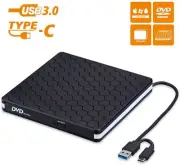 Amicool External DVD Drive, USB 3.0 Type-C CD DVD +/-RW Optical Drive USB C Burn