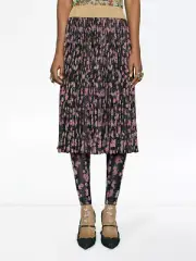 New Auth Gucci Lurex Floral Mini Roses Jacquard Pleated Midi Skirt ÿSz M