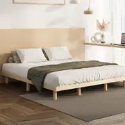 Oikiture Bed Frame King Size Wooden Bed Base Solid Wood Slats