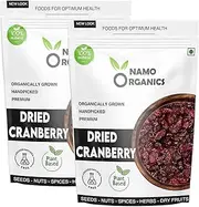 Namo Organics - 1 Kg Pouch - Dried Sliced Cranberries - Organic Cranberry Dry Fruit unsweetened Without Sugar - Family Pack
