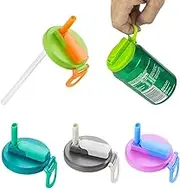 4-pack Soda Can Lids With Straw,Silicone Straws Soda ​Can Covers,straw Soda Can Lid,BPA_Fr ee, Reusable For Can Covers For Soda, Beverage, Juice,Seltzer,4 Color