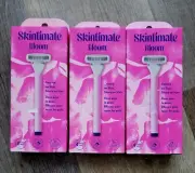 Skintimate Bloom Womens Razor 4 Blade 1 Handle Plus 2 Cartridges, 3 Packs New