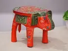 Handmade Beautiful Wooden Elephant Shape Floor Decor Side Footstool, Kids Stool