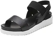 [Girllike] "Muffin Thick Bottom Sandals Open Toe Ankle Strap Roman Style Flat Platform Wedges Shoes
