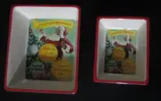 2 Diff Sizes Coca-Cola Santa Candy Snack Dish Ceramic Extra Bright Refreshment