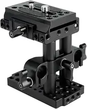 NICEYRIG Quick Release Base Kit 15mm Rail Riser Rig System with QR Plate 15mm Rod Riser Clamp Short Rods for Camera Tripod Shoulder