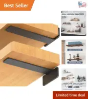 Heavy-Duty 12 Inch Floating Shelf Brackets - 6 Pack Black Metal L Brackets