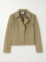 [FRAME] FRAME - Cropped Cotton-gabardine Jacket - Beige - large large Neutrals