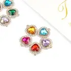 10Pcs 18MM Peach Heart Rhinestone Button Clip Nail decoration jewelry accesso WS