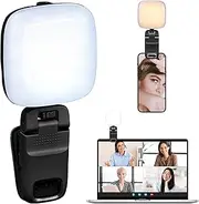 MHYALUDO Selfie Light with Clip, 3 Light Modes, 10 Bright Levels Rechargeable, Multi-Angle Adjustable, 2-6 Hours Battery Life for Phone, Android, Video, Tablet. Black.