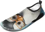 [BTCOWZRV] Water Shoes for Women Men Penguin with Glasses Water Sports Shoes Slip-on Breathable Lightweight Athletic Aqua Sock