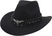 [Tadill] Western Cowboy Hat Sun Hat Big Brim Cosplay Men Western Cowgirl Hat Sun Protection for Hiking Holiday Costume Gift Autumn, Black