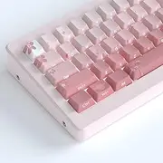 Tsungup PBT Cherry Blossom Keycap Set - Custom Side Printed Pink 135 Keys Gradient DoubleShot Sakura Cherry Profile for Mechanical Keyboards