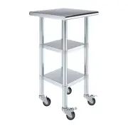 20 in. x 20 in. Stainless Steel Table with Two Under Shelves and Wheels