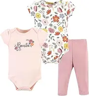 [HUDSON BABY] baby-girls Unisex Baby Cotton Bodysuit and Pant Set, Bonita, 9-12 Months, Bonita