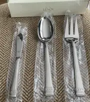 LENOX HANCOCK FROSTED 3 PIECE HOSTESS FLATWARE SET NIB