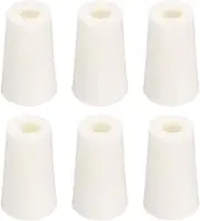 uxcell Tapered Shaped Silicone Stoppers 20 to 27mm, 6 Pcs White Tapered Lab Seal Plugs with Hole for Sealing, Test Tubes, Flasks