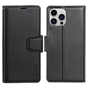 For Apple iPhone 15 Case, Hanman Wallet Leather Flip Magnetic Stand Case Cover (Black)