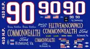 #90 Sonny Hutchins Commonwealth Ford 1963 - 64 1/32nd Scale Slot Decals NASCAR