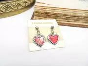 Retro 80s New Old Stock Silver Tone Pink Abalone Heart Dangle Earrings L24