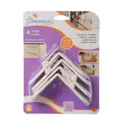 4pc Dreambaby 10cm Drawer/Cabinet Baby Safety Angle Childrens Latches/Lock White