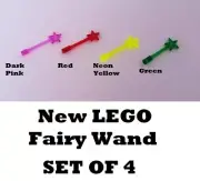 LEGO Fairy Wand Set of 4 Wizard Witch Red Green Neon Yellow Dark Pink Elves Star
