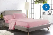 Queen Size Blush Color 1000TC 100% Cotton Fittd Sheet Flat Sheet Pillowcase Set
