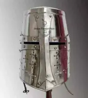 Medieval Crusader Helmet 18 ga Medieval SCA LARP Great Templar Halloween Gift