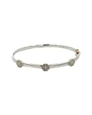 Flower Silver 0.05 ct. tw. Diamond Bangle Bracelet
