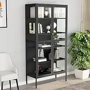 Display Cabinet Anthracite 90x40x180 cm Steel and Tempered Glass,Storage Cabinets & Lockers 60.84KG-336081