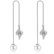 2PCS Copper Woman Fashion Jewelry Ear Line Long Tassel Retro Heart Earring