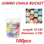 100 x Jumbo Coloured Chalk Chalks School Teaching Board Bucket Color Drawing Art