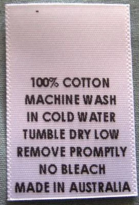 100 PCS SATIN PRINTED CLOTHING LABELS - 100% COTTON MADE IN AUSTRALIA