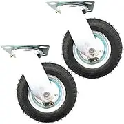 2pcs 6Inch Pneumatic Caster Wheel Inflatable Industrial Castor Swivel Non Brake/Lock 80kg ea for Trolley Furniture Equipment