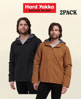 2x Hard Yakka Heritage Canvas Hood Jackets Sherpa Workwear Y06744