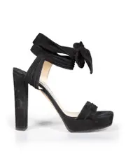Black Heeled Suede Platform Sandals