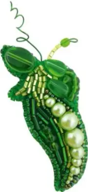 Peas brooch beading kit *** FREE SHIPPING seed-pod brooch bead embroidery kit