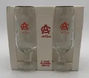 New 4 pc Set of Vintage Adolf Coors Stem Beer Goblet Glasses Textured 12oz