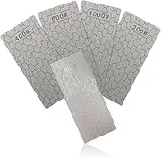 5 Pcs Diamond Sharpening Stone Honing Stone Diamond Stone Lapping Plate Fine Coarse Bench Stone for Kitchen Sharpening Blade Blunt Chisel, 400/600/800/1000/1200 Grit