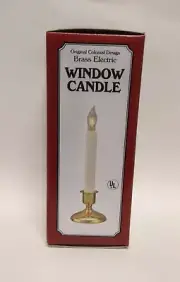 CAPE COD ELECTRIC WINDOW CANDLE w/BRASS FINISH STEADY BOXED CHRISTMAS CANDLE