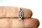 Bulk 40 Cross Fish Charms Antique Silver Tone Metal 20 x 8 mm US Seller 349