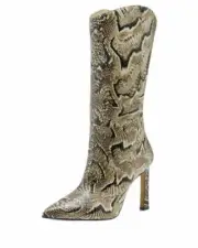 Vince Camuto Senimda Multi Snake Print Leather Pointed Toe Snake Mid Calf Boots