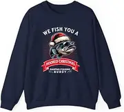 [VidiAmazing] Christmas Bass Fishing Merry Fishmas Santa Claus ds006 T-Shirt