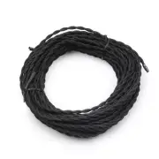 Vintage Black Twisted Cloth Wire – 18-Gauge, 2-Conductor, 50 Ft Lamp Cord!