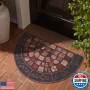 Half Circle Door Mat Outdoor, Front Door Rug Indoor Outside Entrance, Absorbe
