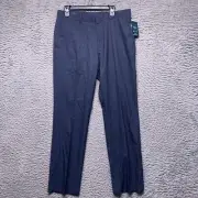 Perry Ellis Porfolio Pants 32 32 Blue Flat Front Dress Casual Travel Luxe