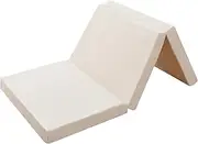 [fuwawa] Single Tri-Fold Mattress, Firm 190N, Thick 3.9 inches (10 cm), High Density Single Mattress, High Resilience Mattress, Folding Towel Fabric, Uneven Processing, Deodorizing Charcoal Treatment,