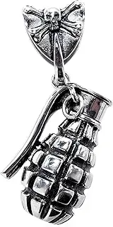 [Kiss of Leather] XL Hand Grenade Pendant Stainless Steel No. 89D, Stainless Steel