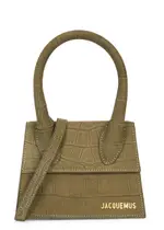 Jacquemus Le Chiquito Moyen Leather top Handle bag - Khaki One Size