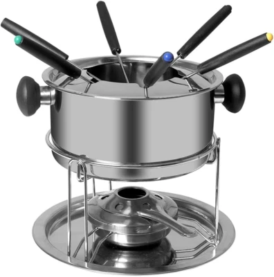 Toque Classic Fondue Set 12Pcs Stainless Steel Bowl Cheese Chocolate Candle H...